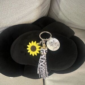 Sunflower Keychain with Inspirational Charm